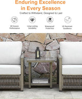Outdoor Side Table, Aluminum Square Patio Side Table, 2-Tier Rope Weave Outdoor End Table with Adjustable Legs - Photo 4