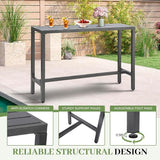 Outdoor Patio Counter Height Bar Table, 63" Rectangle for Patio, Garden, Yard, Balcony, Poolside (Grey) - Photo 5