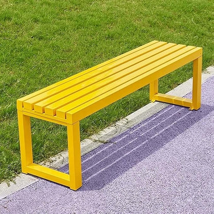 Outdoor Metal Backless Bench, Garden Bench 880lbs Capacity, 3.3ft 3.9ft 4.9ft 5.9ft All-Weather Steel Patio Benches for Outside Front Porch Yard Deck Pathway Seating(Yellow,3.3ft)