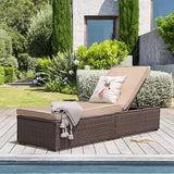 JOIVI Outdoor Chaise Lounge Chair, All-Weather PE Wicker Patio Chairs Pool Lounge Chairs for Outside - Photo 1