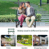 Park Benches for Outside, Garden Benches Weatherproof with Backrest - Heavy-Duty Metal Bench for Patio Porch Backyard - Photo 7