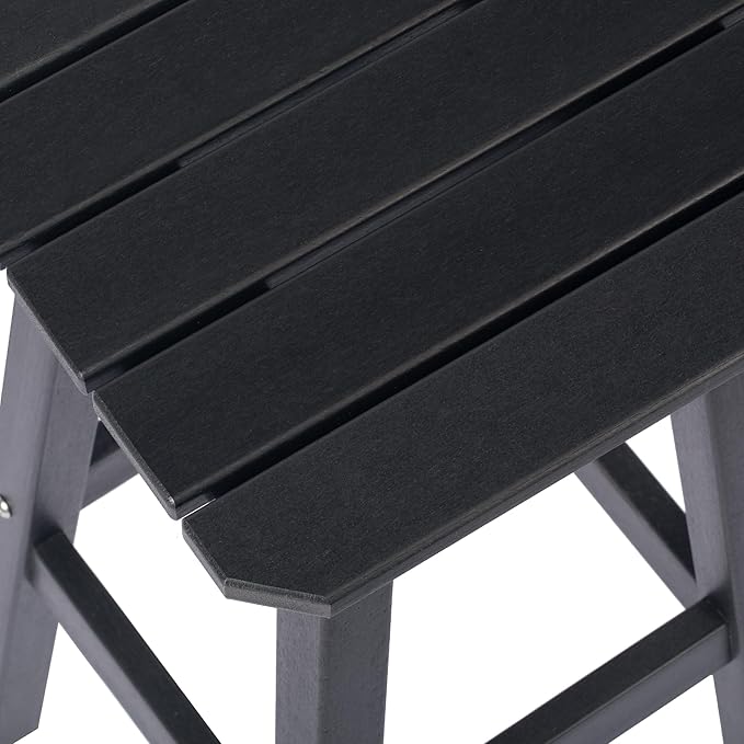 Costaelm 24" Height Outdoor Bar Stools, All-Weather Bar Stools, Adirondack Poly Patio Square Bar Stool for Patio, Deck, Kitchen Counter and Garden, Black