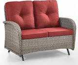 Outdoor Glider Bench-2 Seater Patio Glider Loveseat with High Back and Deep Seating Outdoor Couch for Deck Porch Garden - Photo 3
