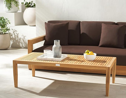 SAFAVIEH Couture Outdoor Collection Samoa Natural Brown Brazilian Teak Solid Wood Patio Coffee Table