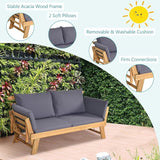 DORTALA Patio Convertible Couch Sofa Bed, Acacia Wood Daybed with Adjustable Armrest - Photo 5