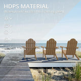 LUE BONA HDPS Adirondack Chairs, 1 Chair, Long-Lasting All-Season Outdoor Patio, Hidden Cup Holder, 350 LBS, Brown - Photo 4