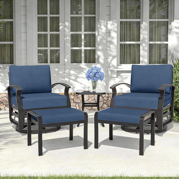 Kurapika 5 Pieces Patio Furniture Set, Outdoor Aluminum Swivel Gliders Rocker - Photo 1
