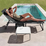 Greesum Chaise Lounge Folding Tanning Chair with 5 Position Adjustable Back, Detachable Pillow & Pocket for Outside Pool - Photo 4