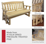 Amish Casual Heavy Duty 800 Lb Mission Pressure Treated Porch Glider (4 Foot, Unfinished) - Photo 6