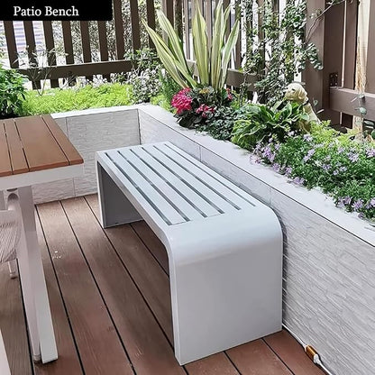 All-Weather Metal Backless Garden Bench, Durable Steel Frame Outdoor Seating for Porch, Patio & Park, Perfect for Backyard Relaxation & Entertaining