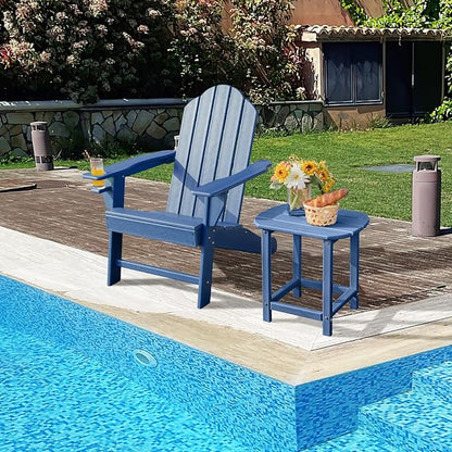 Giantex Adirondack Chair, HDPE All-Weather Patio Chair with Built-in Cup Holder, Outside Composite Chairs, Lawn Chair for Campfire, Deck, Garden, Yard, Balcony, Outdoor Fire Pit Chairs (1, Navy)