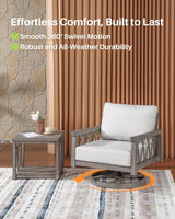 2-Piece Aluminum Outdoor Furniture Set, Swivel Patio Sofa Chair and Side Table Set - Photo 4