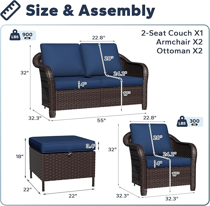 5 PCS Outdoor Conversation Set - Photo 2