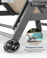 Patio Chaise Lounge Chair with Wheels & Cup Holder - Photo 8