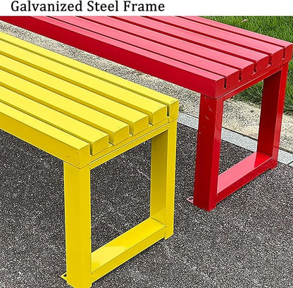Metal Garden Bench, Outdoor Benches Weatherproof, 2-3 Person Park Patio Bench, Front Porch Backless Seat Chair, for Balcony Yard Entryway, Easy Assembly(Green,150cm/59in)