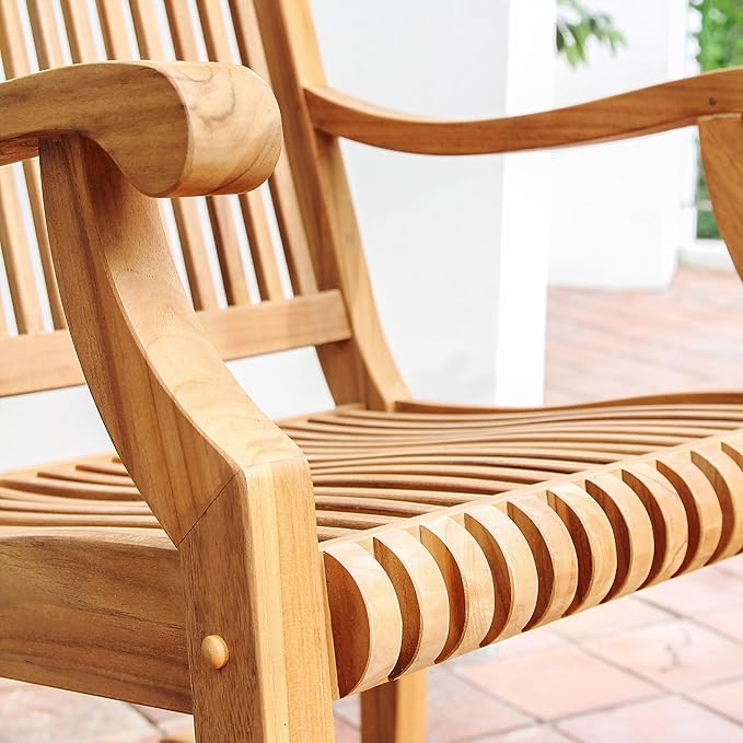 Cambridge Casual Mosko Teak Wooden Rocking Chair, Durable Outdoor Rocker for Patio, Deck, and Porch – Stylish and Comfortable Wooden Rocking Chair for Relaxing in Outdoor Spaces