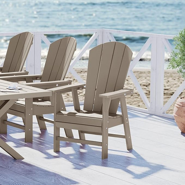 WestinTrends Malibu Outdoor Patio HDPE Plastic Adirondack Dining Chair Weathered Wood - Photo 1