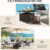 Nightcore Rattan Umbrella Side Table, Bistro Wicker Table with Storage Slot - Photo 5