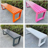 Outdoor Garden Bench Metal Park Seat Weatherproof 3-Person Deck Furniture Backless Furniture Seating for Front Porch - Photo 4