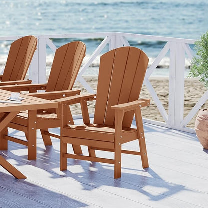 WestinTrends Malibu Outdoor Patio HDPE Plastic Adirondack Dining Chair Teak