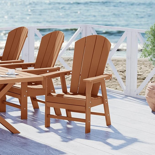 WestinTrends Malibu Outdoor Patio HDPE Plastic Adirondack Dining Chair Teak