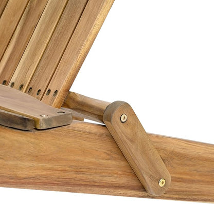 Outdoor Adirondack Chair, Acacia Wood with Slatted Back and Wide Armrests, Comfortable and Durable, Foldable Design for Deck, Backyard, Garden, Teak