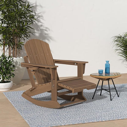 KINGYES Adirondack Rocking Chair Set of 2, Brown