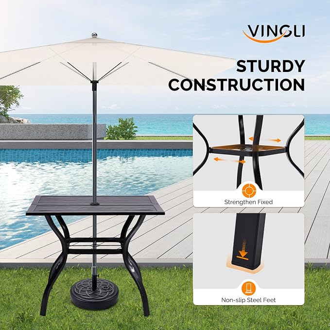 VINGLI 5-Piece Outdoor Dining Set, Metal Patio Dining Set for 4 - Photo 6