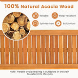 Tangkula Acacia Wood Outdoor Bench, 47" Patio Dining Bench with Slatted Seat, Backless Wooden Garden Bench - Photo 6