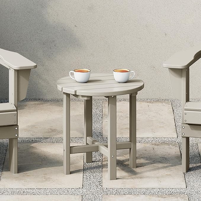 WestinTrends Dylan Adirondack Round Outdoor Side Table, Sand