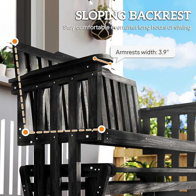 Outsunny 2-Person Patio Swing Glider Bench with Quick Drying Design and Wide Armrest - Photo 8