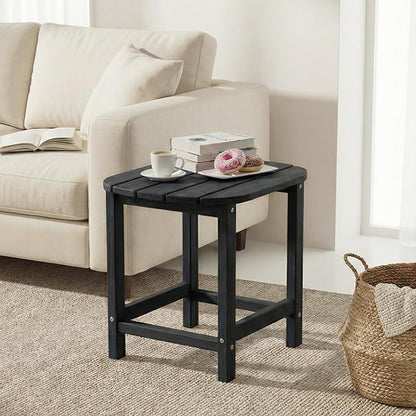 Outdoor Adirondack Side Table for Patio Porch Pool, 18" HDPE Weather Resistant End Table for Backyard and Indoor Use, Easy Maintenance & Indoor Outdoor Durable Construction(Black)