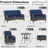 7 Piece Outdoor Wicker Patio Furniture Set, Outdoor Swivel Rocker Patio Chairs Set with Thickened Olefin Cushions - Photo 2