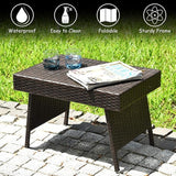 GOFLAME Wicker Table Patio Outdoor Poolside Garden Lawn Bistro Foldable Portable Leisure Standing Coffee Side Table - Photo 6