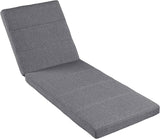 Merax Outdoor Chaise Lounge Cushion Only - Water-Resistant Patio Lounge Chair Cushion with Removable Cover, Grey - Photo 1
