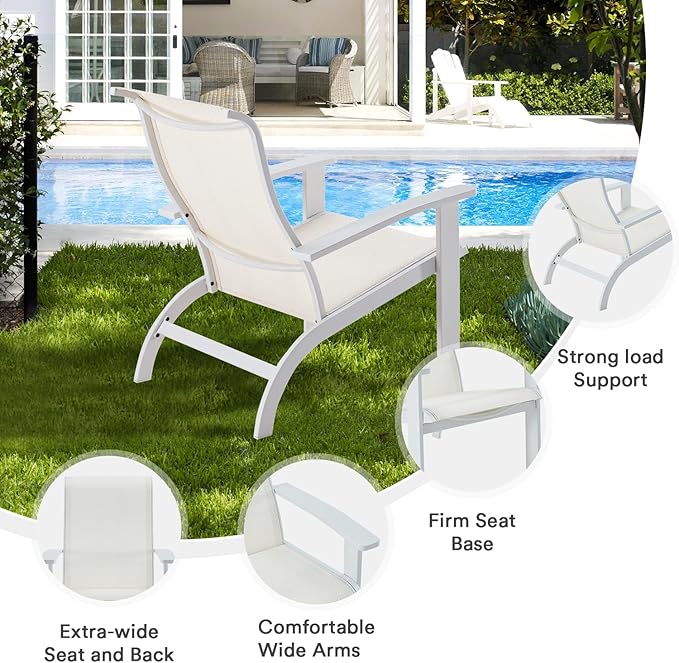 DIFY Patio Adirondack Chair Set of 2,Outdoor Adirondack Chair Weather Resistant for Backyard,Pool Deck and Beach,White