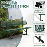 8FT Park Benches for Outside, Garden Benches Weatherproof with Backrest - Heavy-Duty Metal Bench for Patio Porch - Photo 6