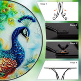 18 Inch Outdoor Side Table, Peacock Metal Accent Table, Indoor Small Round End Tables - Photo 5