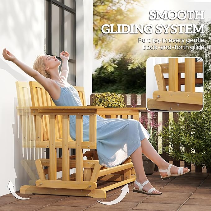 Outsunny 2-Person Patio Swing Glider Bench with Quick Drying Design and Wide Armrest - Photo 4