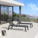 PURPLE LEAF Outdoor Oversized Lounge Chair Set Patio Chaise Pool Lounger Aluminum Frame with 2 Side Table and Wheels - Photo 4