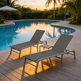 Kozyard 3-Pieces Patio Lounge Set, 2 Foldable Adjustable Lounge Chairs and Side Table, Aluminum Frame - Photo 1