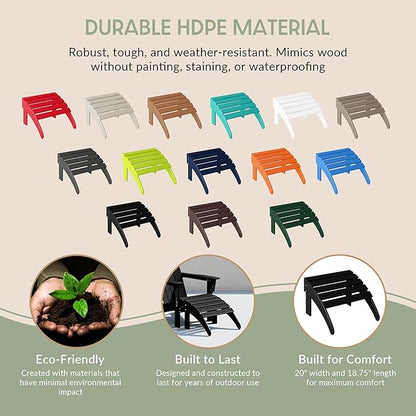 WestinTrends Outdoor Patio Adirondack Ottoman Foot Rest, All Weather Poly Lumber Foot Stool for Adirondack Chair, Widely Used for Outside Porch Pool Lawn Backyard, Sand