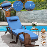 NOBLEMOOD Outdoor Lounge Chairs Set of 2 Beach Wicker Chaise Lounge with Wheels, Cushion - Photo 8
