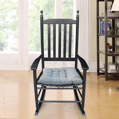 Henf Wooden Rocking Chair Outdoor Porch Rocker Chair, Populus Wood Frame Patio Rocking Chair for Garden, Lawn, Balcony, Backyard, Load Bearing 280 lbs (Black)