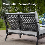 Metal Patio Furniture Loveseat with 5.75" Extra Thick Waterproof Cushion - Photo 6
