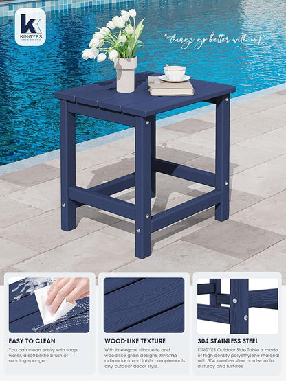 KINGYES Adirondack Outdoor Side Tables Set of 2, Navy