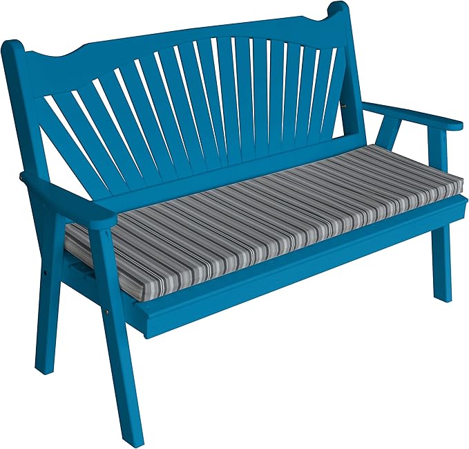 Furniture Barn USA Pine 6' Fanback Garden Bench, Caribbean Blue