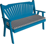 Furniture Barn USA Pine 4' Fanback Garden Bench, Caribbean Blue - Photo 1