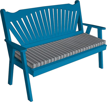 Furniture Barn USA Pine 4' Fanback Garden Bench, Caribbean Blue