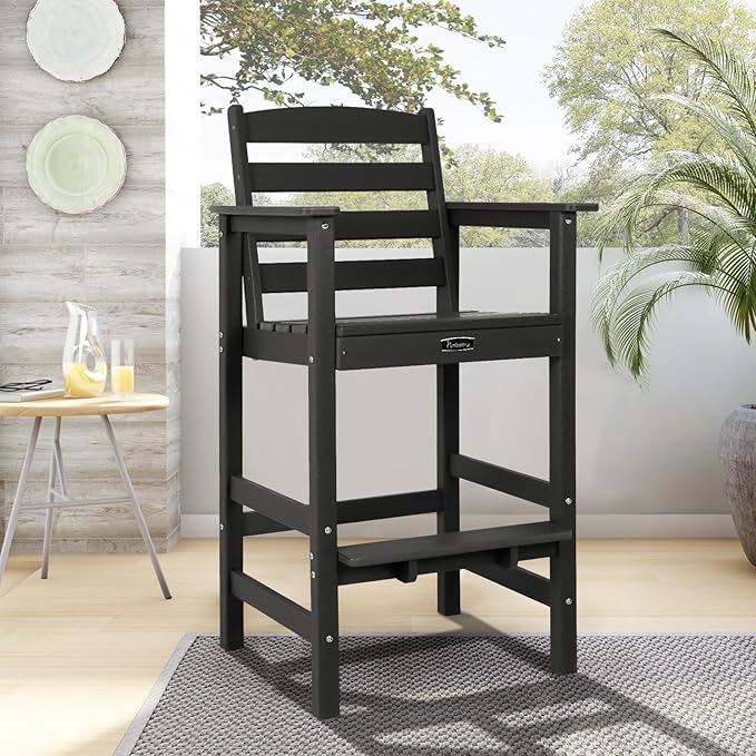 FUNBERRY Bar Height Outdoor Chairs, Tall Adirondack Chairs Set of 2, All Weather HDPE Outdoor Bar Chair for Bistro Patio Balcony